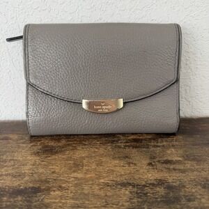 Kate Spade Grey Callie Mulberry Street Pebble Leather Trifold Wallet